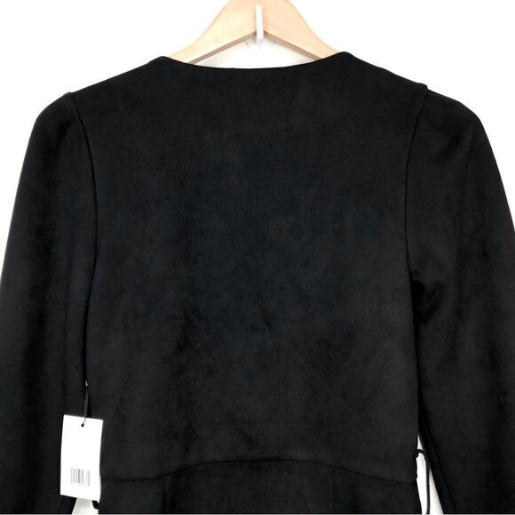 Jason Wu Black Faux Suede Wrap Mini Dress NEW - Picture 13 of 16